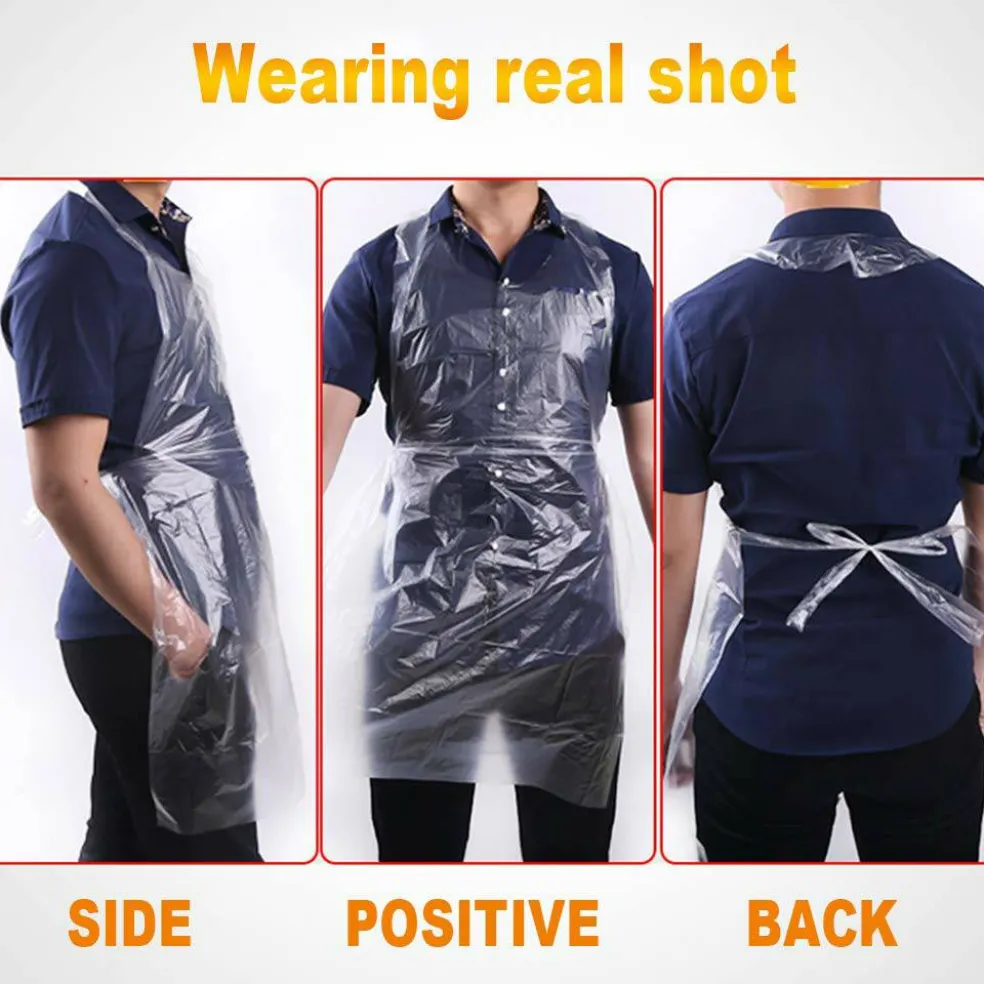Disposable Aprons (50 Count), Plastic apron for Painting Party, Cooking, Housework, Picnic etc.