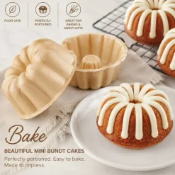 Disposable Mini Bundt Cake Pans – Individual Baking Molds, 10 Count