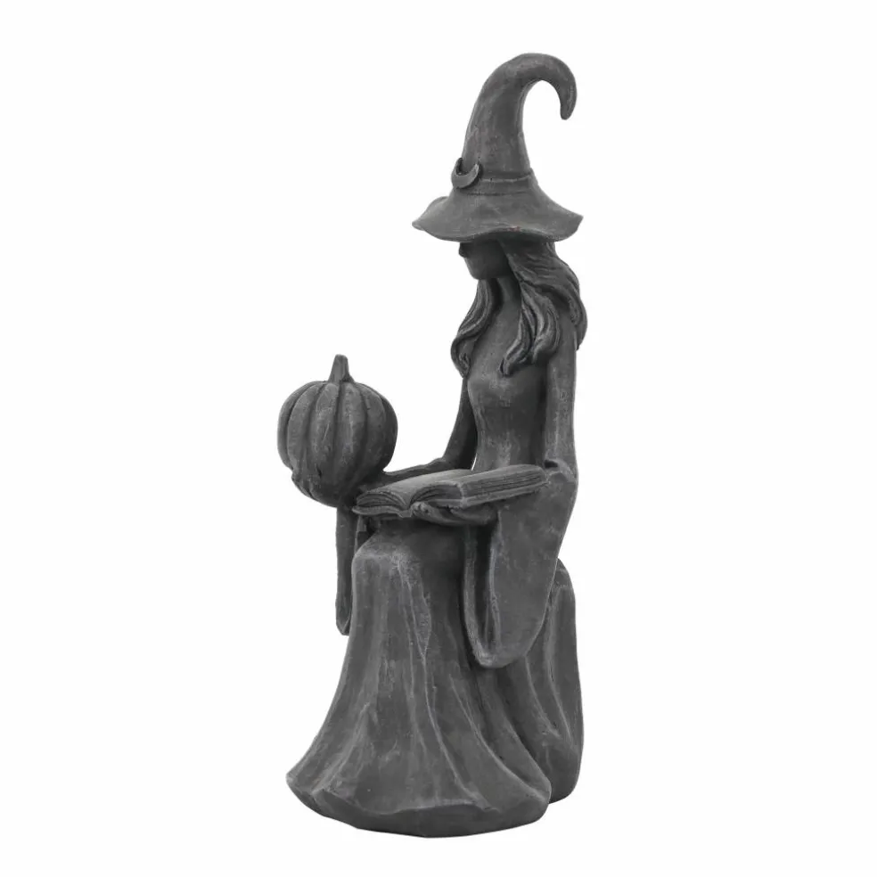 10.5" Distressed Black Witch with Book & Pumpkin Tabletop Décor by Ashland®