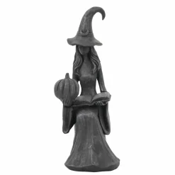 10.5" Distressed Black Witch with Book & Pumpkin Tabletop Décor by Ashland®
