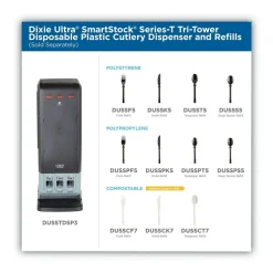 Dixie SmartStock Tri-Tower Mediumweight Polystyrene Dispensing Fork - Black (960/Carton)