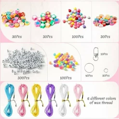 DIY Macaron Bead Keychain Kit - 696PCS Bag Charms Cute Beads Bracelet Necklace Making Craft Kits, Letter Beads for Jewelry Accessories Festival Party Gift Favor for Women Men