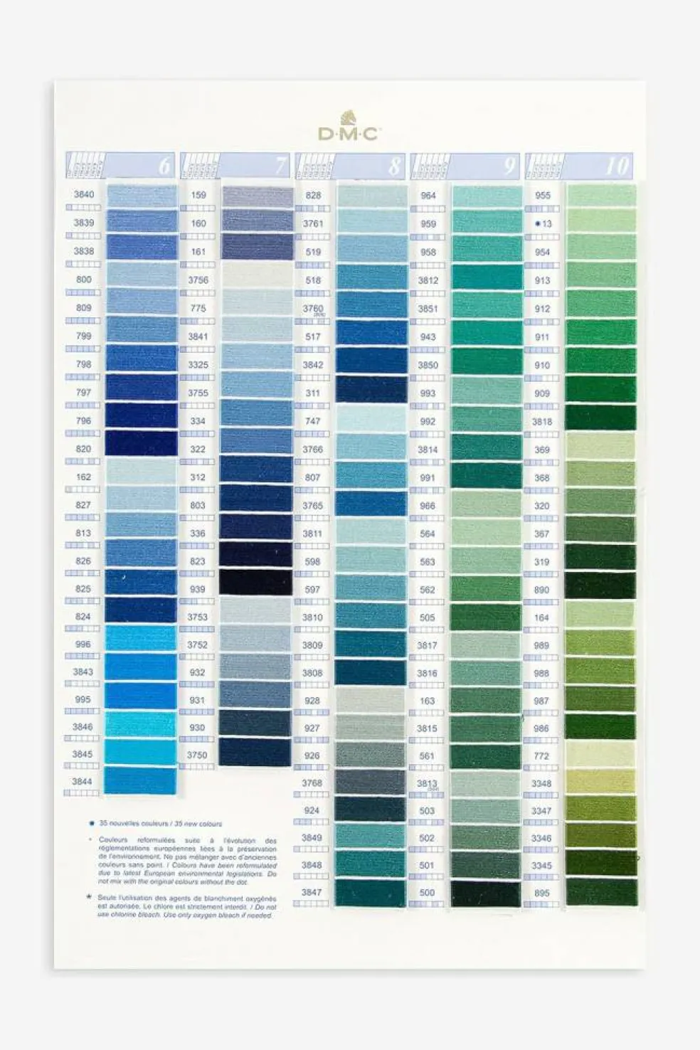 DMC Needlework Threads Color Card w/ Real thread