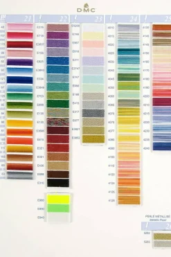 DMC Needlework Threads Color Card w/ Real thread