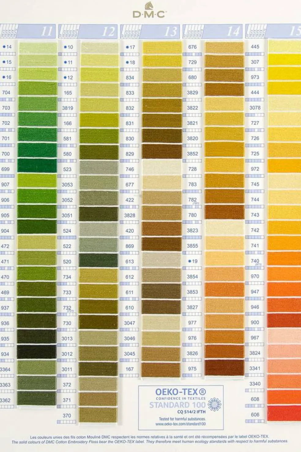 DMC Needlework Threads Color Card w/ Real thread