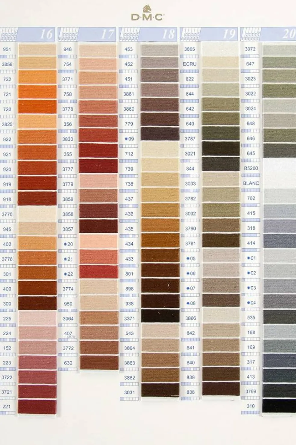 DMC Needlework Threads Color Card w/ Real thread