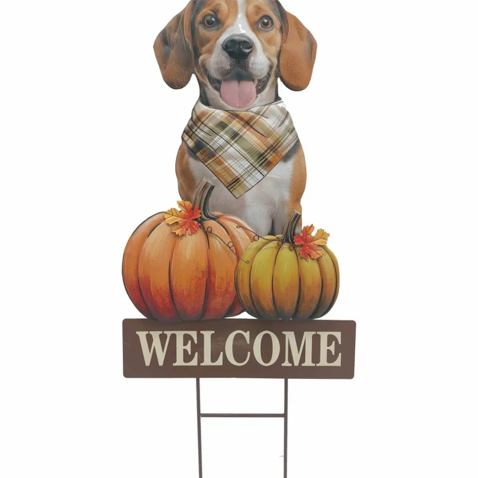 29" Dog & Pumpkin Welcome Metal Yard Stake by Ashland®