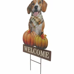 29" Dog & Pumpkin Welcome Metal Yard Stake by Ashland®