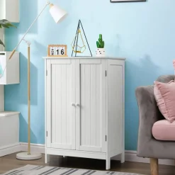 2-Door Freer-Standing Bathroom Storage Organizer Cabinet with Shelf Perfect for Living room or Bedroom
