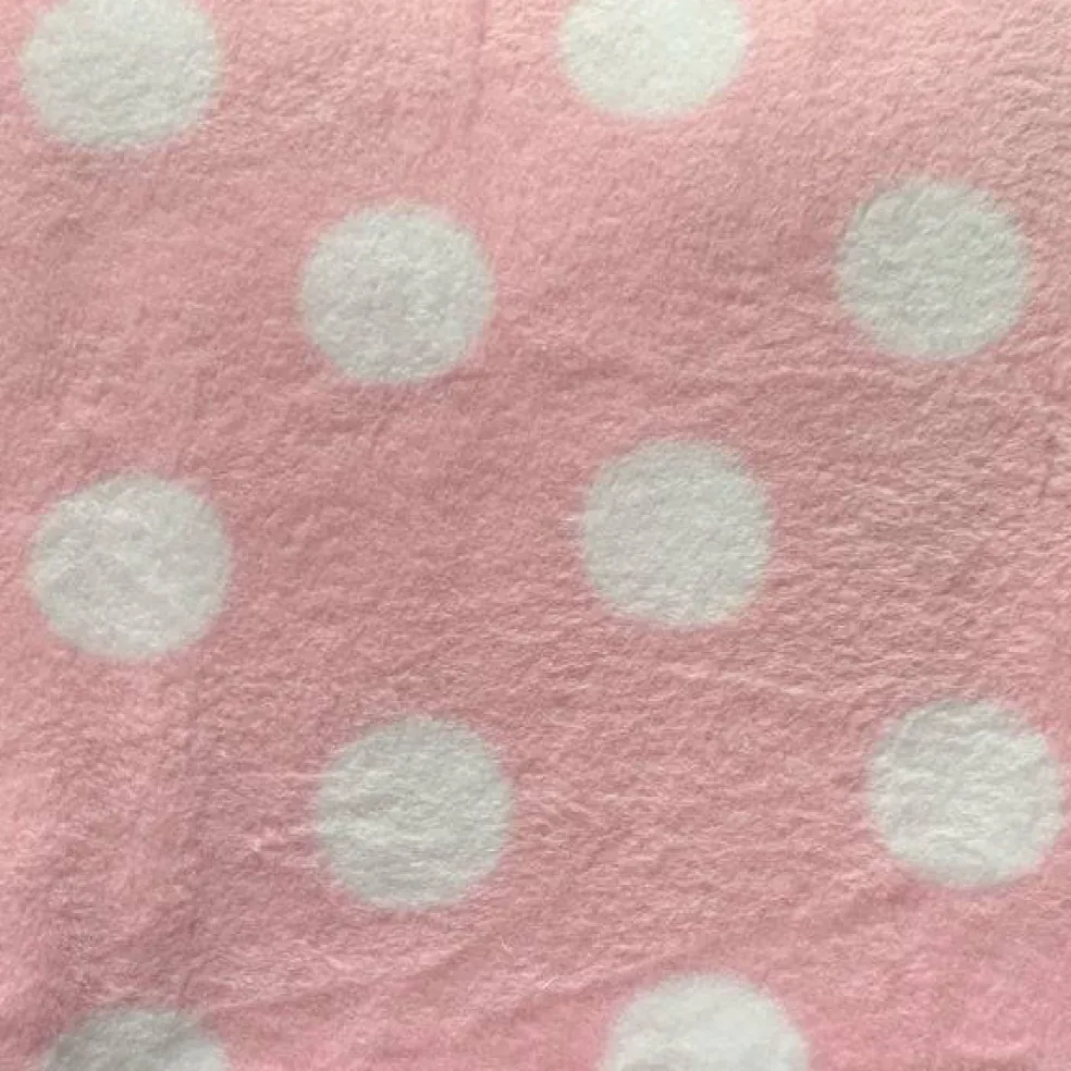 Dots on Pink Anti-Pill Fleece Fabric | By The Yard