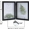 Double Hinged 5x7 Picture Frames Set, Black MDF Wood Shadow Box Photo Frame with Glass Front, 2 Opening Desktop Display Frame for Tabletop Decor & Gift