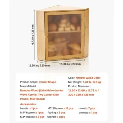 Double Layer Corner Bread Box wicker Bread Storage Bin with Adjustable Shelf, Ventilated Design for Kitchen Counter