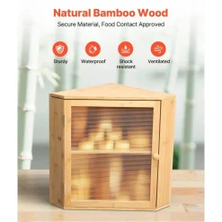 Double Layer Corner Bread Box wicker Bread Storage Bin with Adjustable Shelf, Ventilated Design for Kitchen Counter