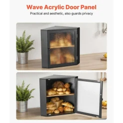 Double Layer Corner Bread Box wicker Bread Storage Bin with Adjustable Shelf, Ventilated Design for Kitchen Counter