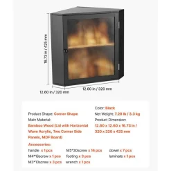 Double Layer Corner Bread Box wicker Bread Storage Bin with Adjustable Shelf, Ventilated Design for Kitchen Counter