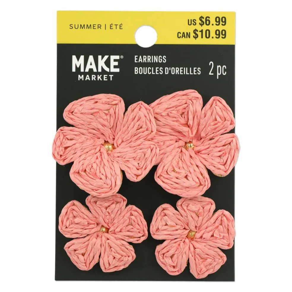 Double Raffia Flower Earrings by Make Market®