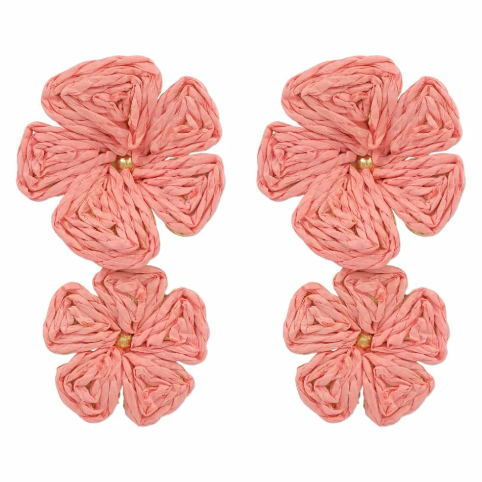 Double Raffia Flower Earrings by Make Market®
