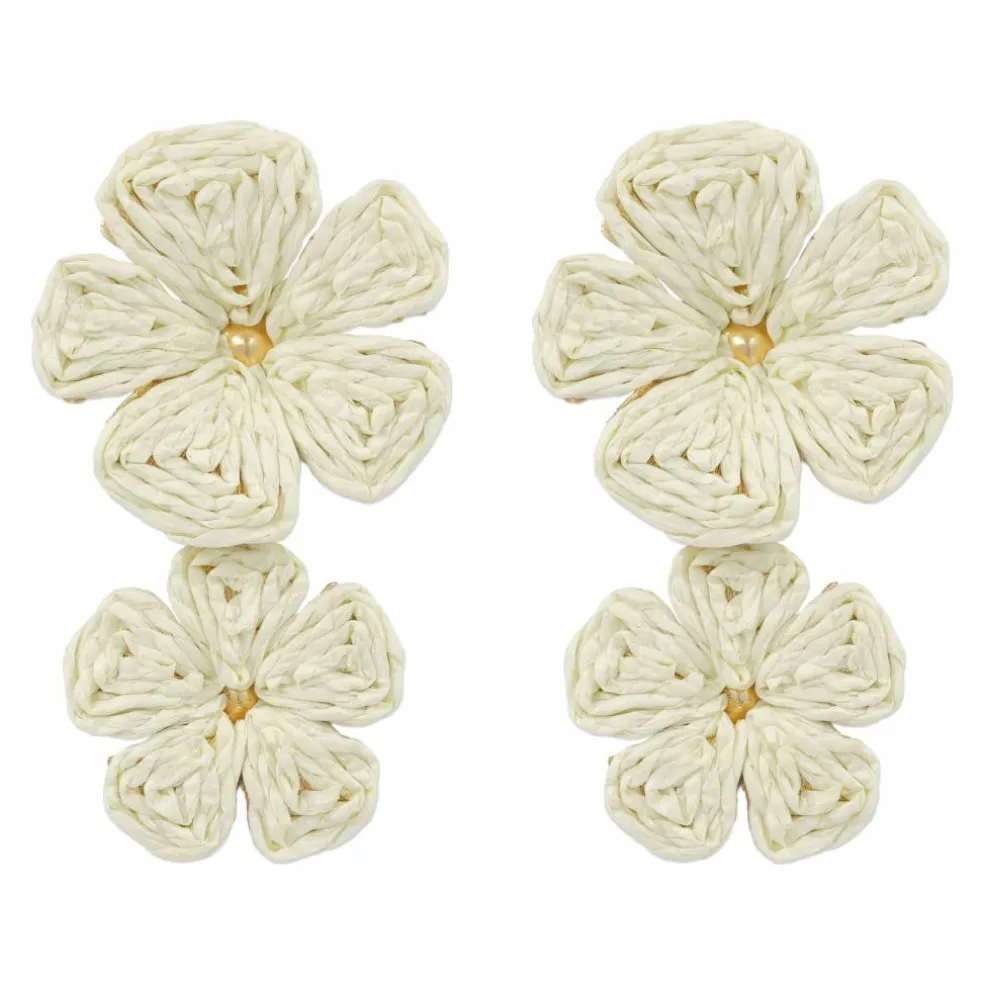 Double Raffia Flower Earrings by Make Market®