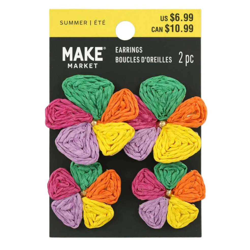 Double Raffia Flower Earrings by Make Market®