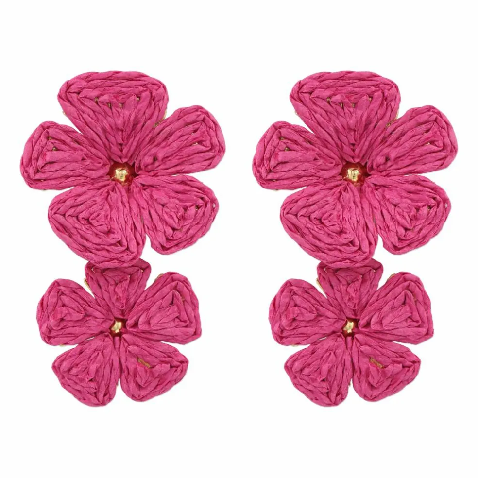 Double Raffia Flower Earrings by Make Market®