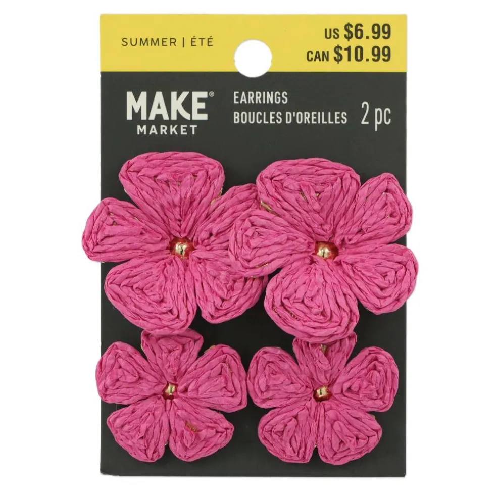 Double Raffia Flower Earrings by Make Market®