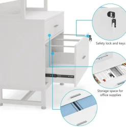 2-Drawer Lockable Filing Cabinet with Open Shelves and Adjustable Storage for Office or Home