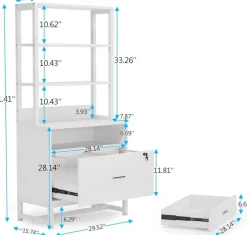 2-Drawer Lockable Filing Cabinet with Open Shelves and Adjustable Storage for Office or Home