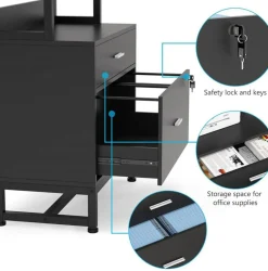 2-Drawer Lockable Filing Cabinet with Open Shelves and Adjustable Storage for Office or Home