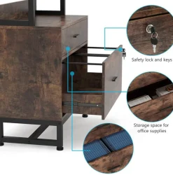2-Drawer Lockable Filing Cabinet with Open Shelves and Adjustable Storage for Office or Home