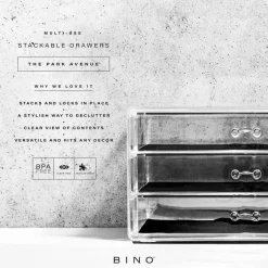 3-Drawer Makeup Organizer, Park Avenue | THE MANHATTAN SERIES | Modular Design Storage Drawers | Vanity Acrylic Organizers | Stackable Storage Bins | Clear Makeup Organizers And Storage