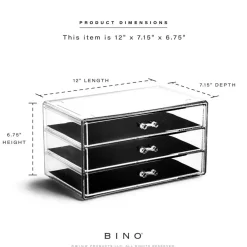 3-Drawer Makeup Organizer, Park Avenue | THE MANHATTAN SERIES | Modular Design Storage Drawers | Vanity Acrylic Organizers | Stackable Storage Bins | Clear Makeup Organizers And Storage
