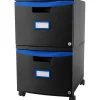 2 Drawer Mobile File Cabinet with Lock, Black & Blue