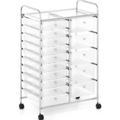 15-Drawer Rolling Storage Cart with Metal Frame and Removable Drawers