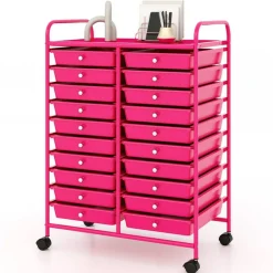 20 Drawer Storage Cart with Wheels, Rolling Organizer Cabinet with Clear Plastic Drawers, Multi Purpose Craft Supply Office Home Storage Organizer