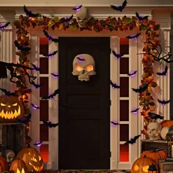 DR.DUDU 36 Pack Halloween Bats Wall Decor – Lighted 3D Bat Stickers Assorted Size for Halloween Party, Bedroom Window Decorations, Indoor and Outdoor Home Decals