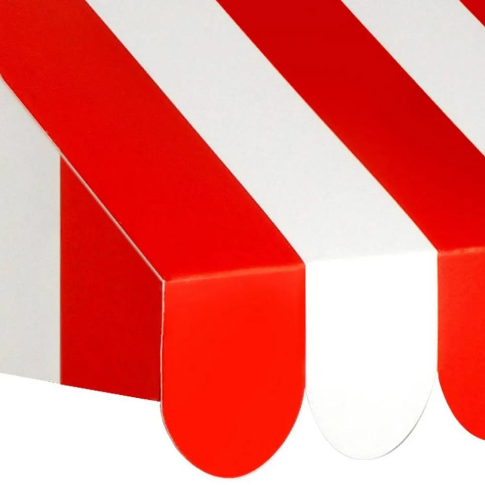 3-D Red & White Awning Party Wall Decoration
