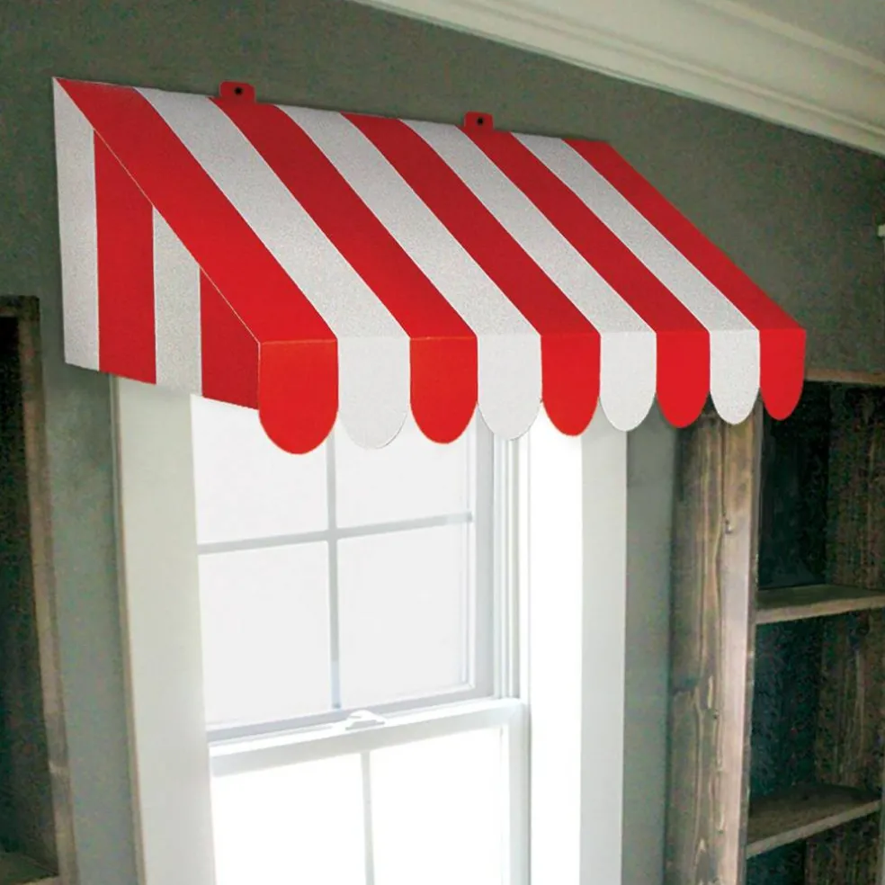 3-D Red & White Awning Party Wall Decoration