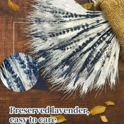 Dried Lavender & Wheat Flowers Bundle - 17'' Real Fresh Preserved Lavender Flowers and White Wheat Plants Bouquet Hand Tied Fall Wedding, Fragrance Home Vase Decor