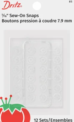 Dritz 85 Sew-On Snaps, Clear, 5/16" 12 Sets