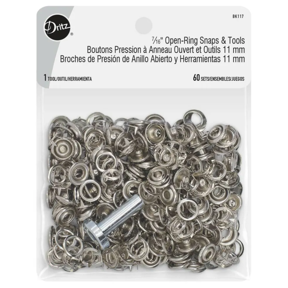 Dritz® Silver Open-Ring Snaps & Tools, 60 Sets