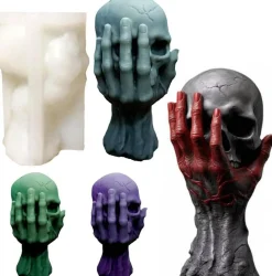 3D Skull & Ghost Hand Silicone Candle Molds – Epoxy Resin, Soap, and Candle Making Mold for Halloween, Aromatherapy, DIY Crafts