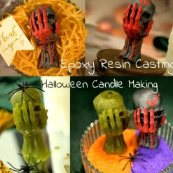 3D Skull & Ghost Hand Silicone Candle Molds – Epoxy Resin, Soap, and Candle Making Mold for Halloween, Aromatherapy, DIY Crafts