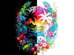 #213  DTF Print- Neon Summer - Half Tone (FOR BLACK SHIRTS ONLY)