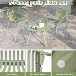 Durable All-Weather Patio Set with Round Coffee Table & Two Chairs