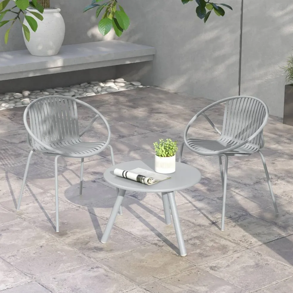 Durable All-Weather Patio Set with Round Coffee Table & Two Chairs
