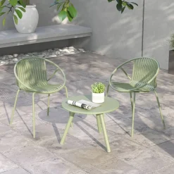 Durable All-Weather Patio Set with Round Coffee Table & Two Chairs