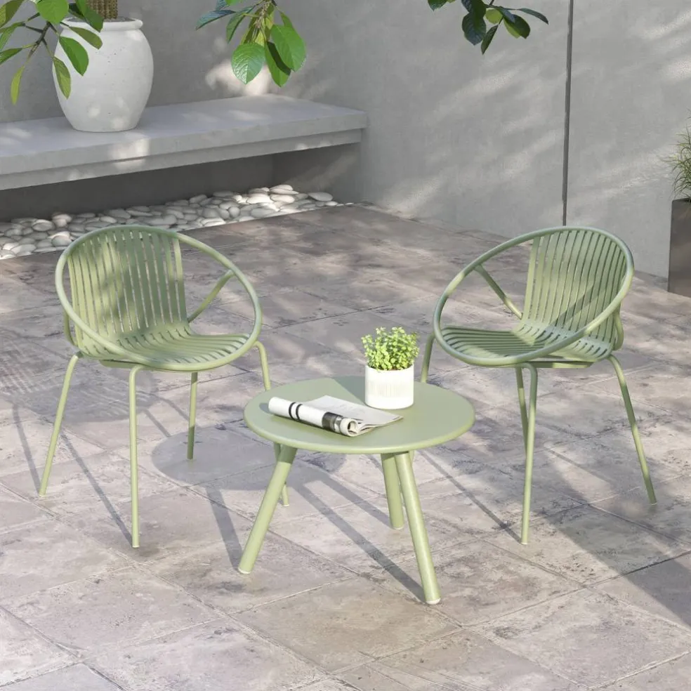 Durable All-Weather Patio Set with Round Coffee Table & Two Chairs
