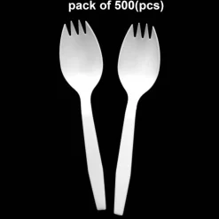 Durable White Plastic Spoon and Fork Combo - 5.5" Heavy Duty Party Tool | Raheev®