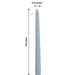 60 Dusty Blue Premium 10" Taper Candles Unscented