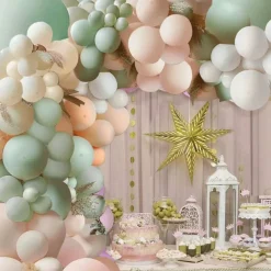 Dusty Green Pink Balloon Garland Arch Kit,Green Blush Peach White Nude Balloons Spring Balloon Arch kit for Baby Shower Birthday Tea Party Fairy Party Gender Reveal Decorations